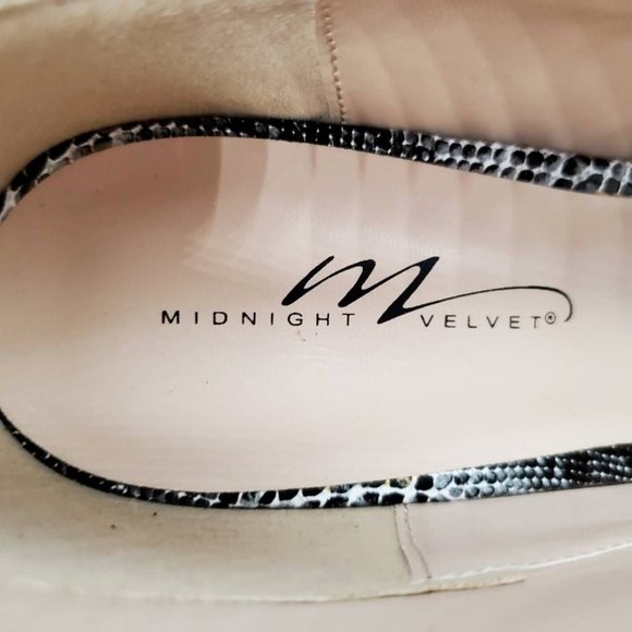 Midnight Velvet Womens Ankle Boots Shooties Black Gray Snake Print Slim Heel 8 M - Picture 8 of 10